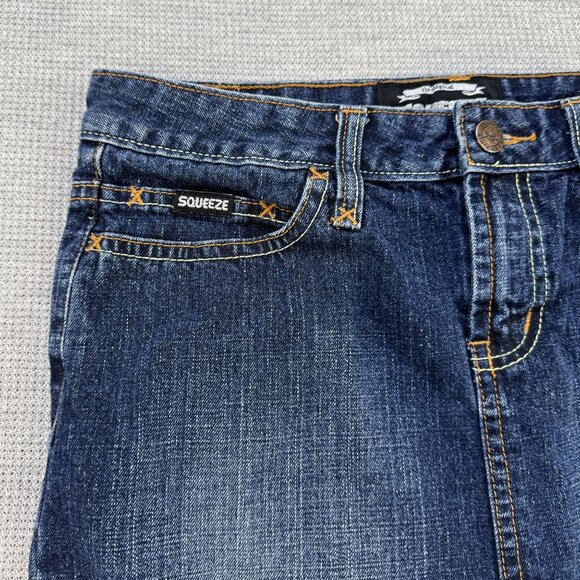 Squeeze Womens Denim Jean Pencil Skirt Above-Knee Blue Dual Color Stitching Sz 1 - Picture 3 of 11